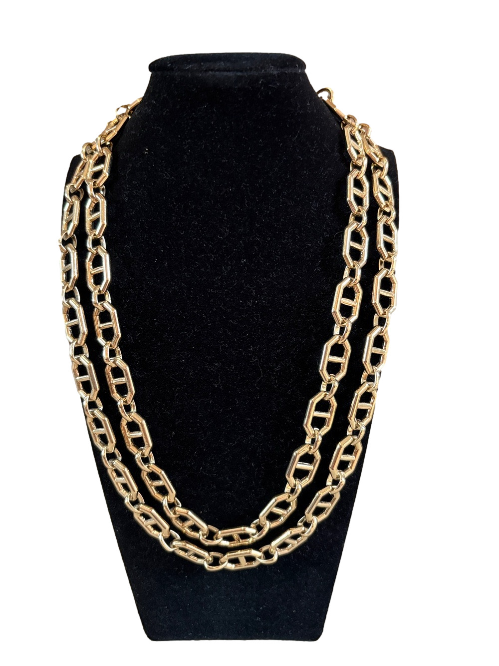 Vintage Avon NRQ gold double strand chain link necklace